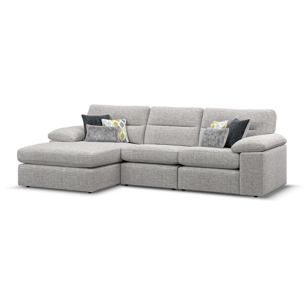 Morgan Modular 3 Seater Left Hand Chaise Sofa in Santos Silver with Green and Grey Scatters - Group 14 1