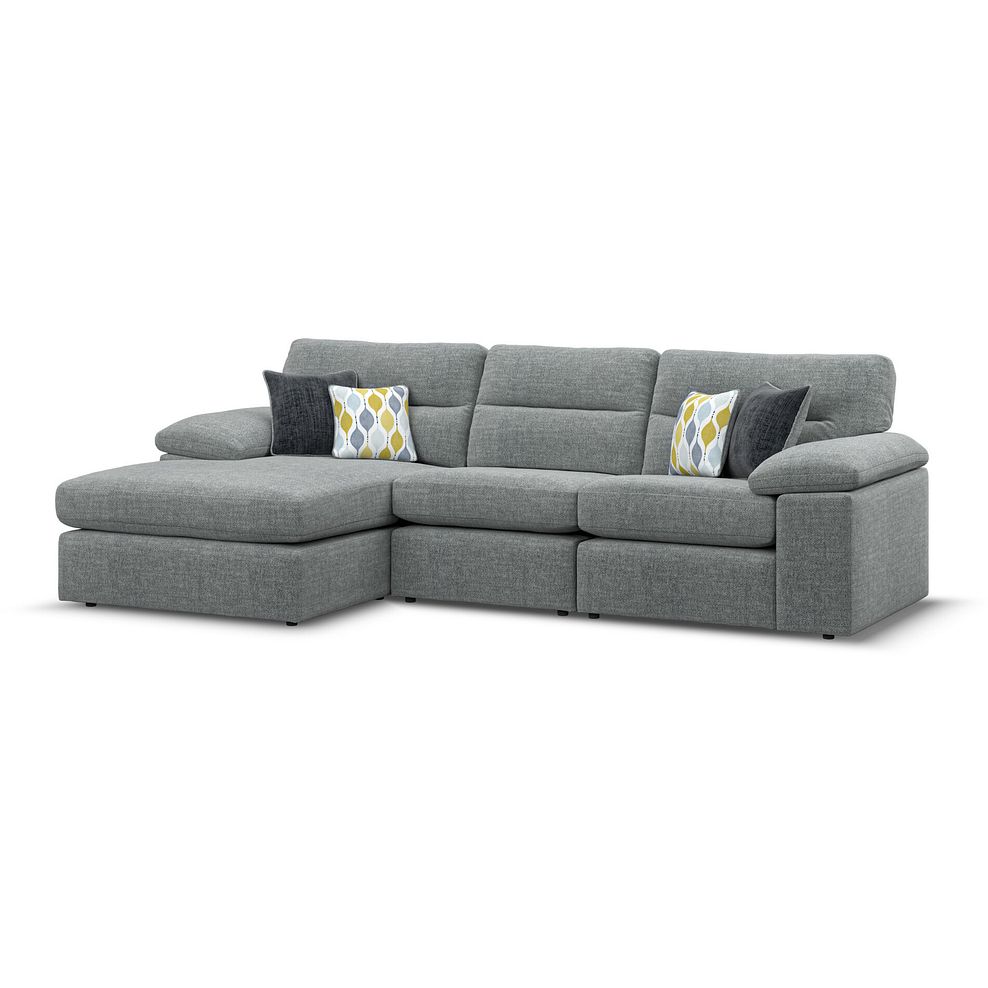 Morgan Modular 3 Seater Left Hand Chaise Sofa in Santos Steel with Green and Grey Scatters - Group 14 1