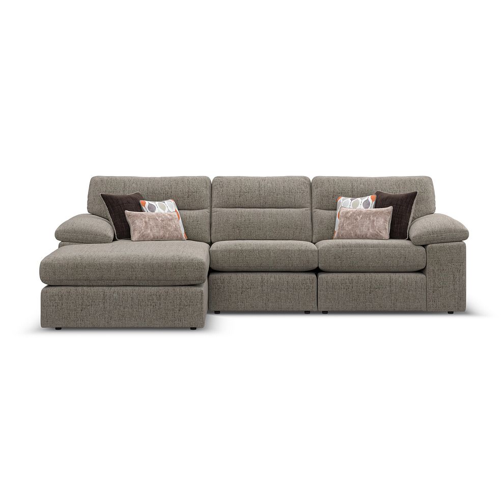 Morgan Modular 3 Seater Left Hand Chaise Sofa in Santos Taupe with Orange and Beige Scatters - Group 14 2