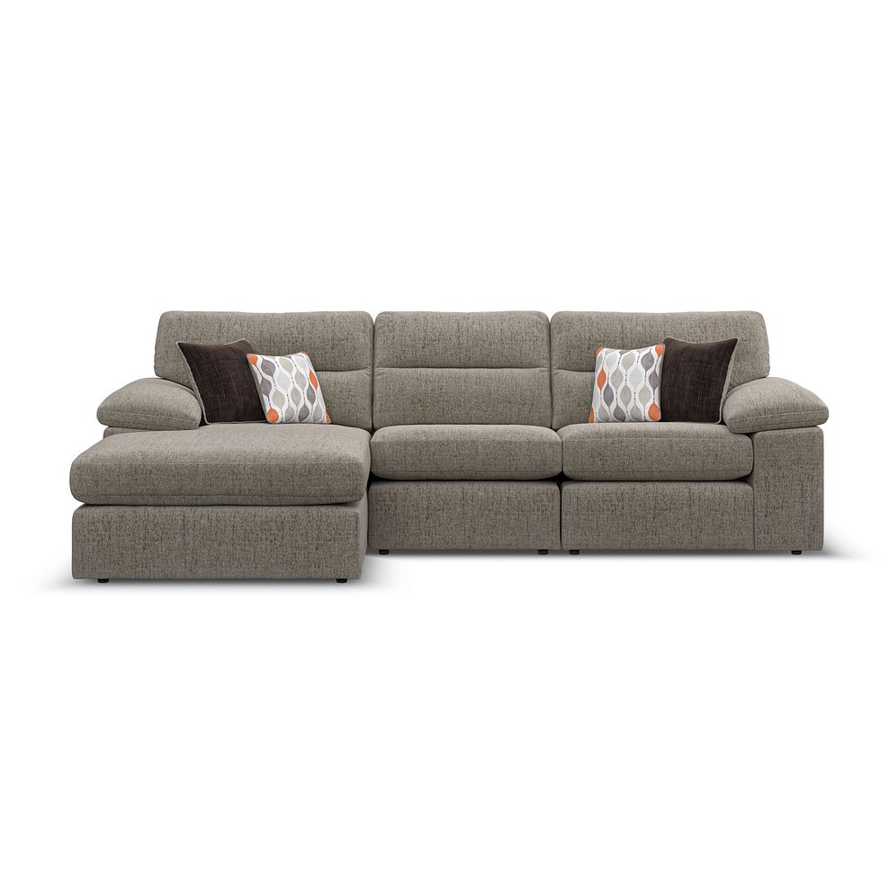 Morgan Modular 3 Seater Left Hand Chaise Sofa in Santos Taupe with Orange and Beige Scatters - Group 14 2