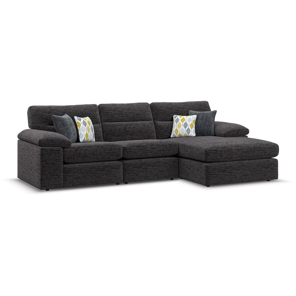 Morgan Modular 3 Seater Right Hand Chaise Sofa in Santos Black with Green and Grey Scatters - Group 15 1