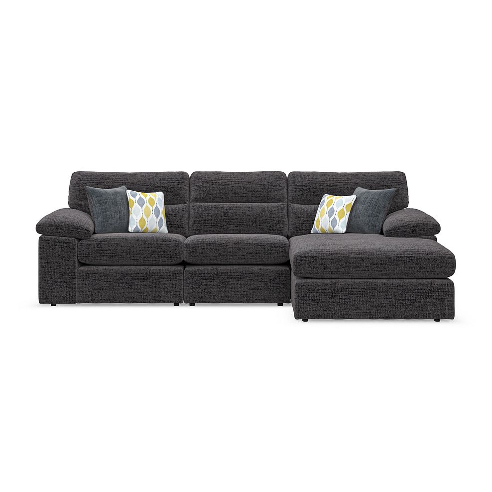 Morgan Modular 3 Seater Right Hand Chaise Sofa in Santos Black with Green and Grey Scatters - Group 15 2