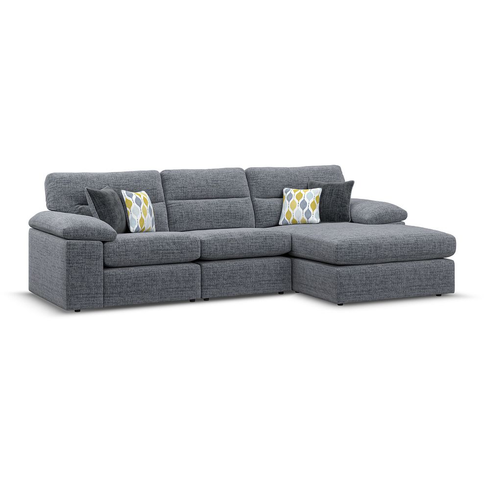 Morgan Modular 3 Seater Right Hand Chaise Sofa in Santos Grey with Green and Grey Scatters - Group 15 1
