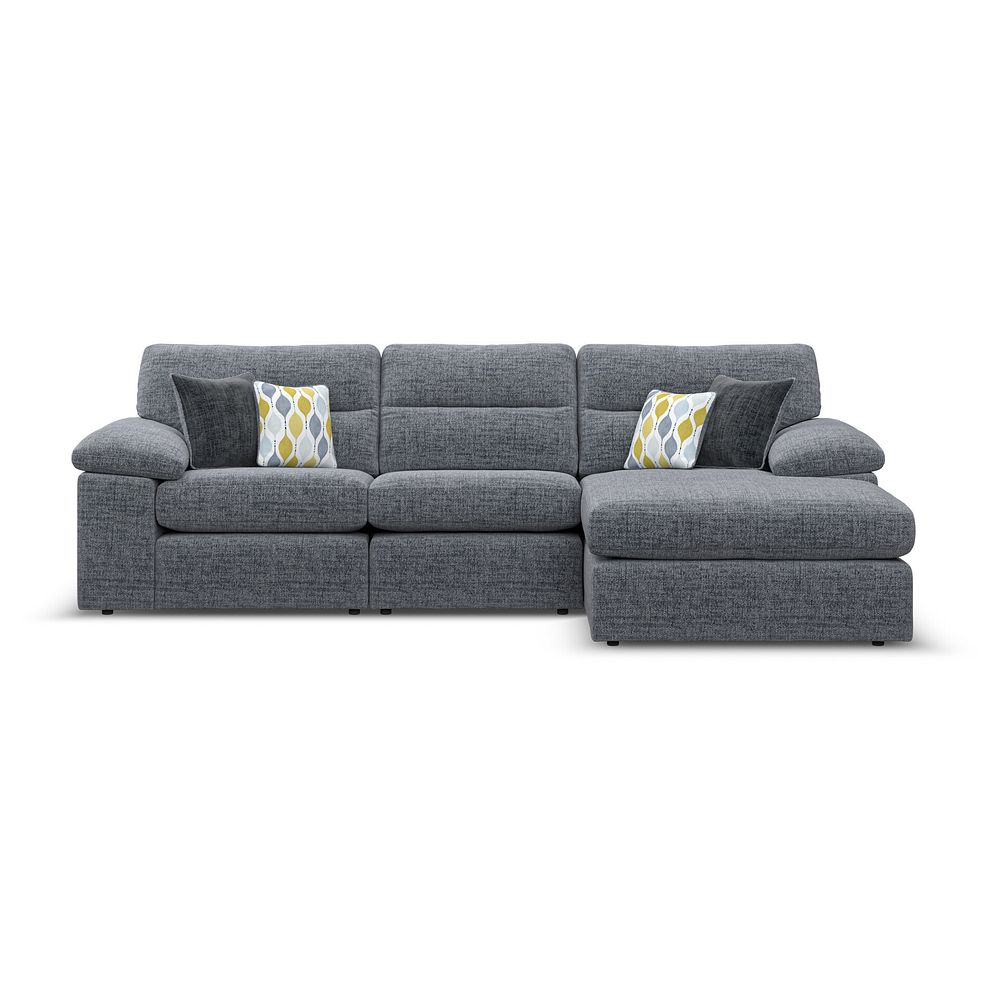 Morgan Modular 3 Seater Right Hand Chaise Sofa in Santos Grey with Green and Grey Scatters - Group 15 2