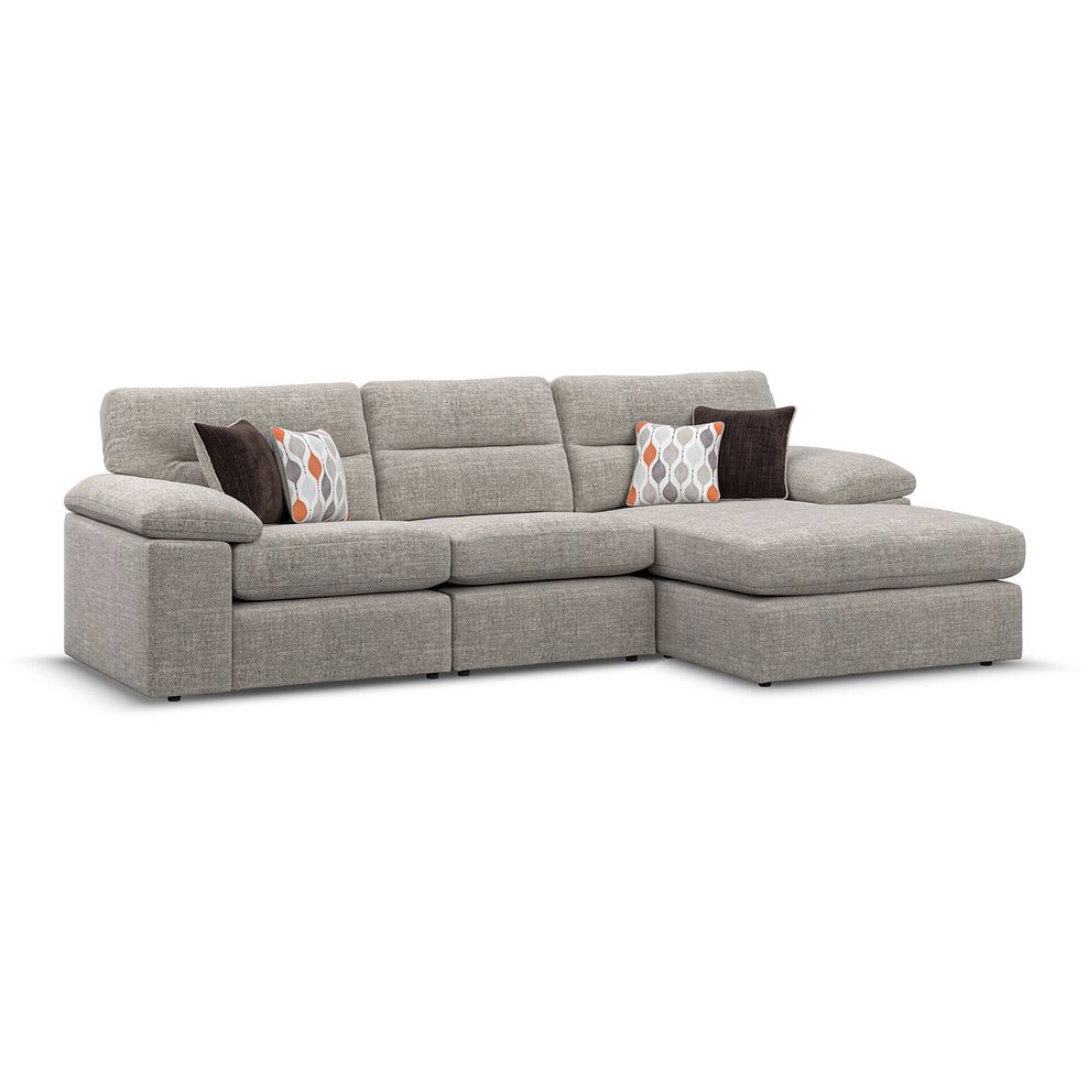 Morgan Modular 3 Seater Right Hand Chaise Sofa in Santos Mink with Orange and Beige Scatters - Group 15 1