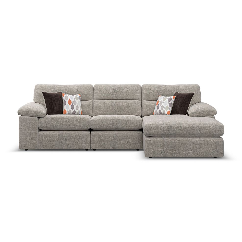 Morgan Modular 3 Seater Right Hand Chaise Sofa in Santos Mink with Orange and Beige Scatters - Group 15 2