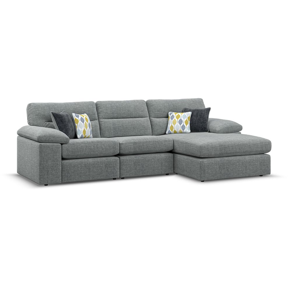 Morgan Modular 3 Seater Right Hand Chaise Sofa in Santos Steel with Green and Grey Scatters - Group 15 1