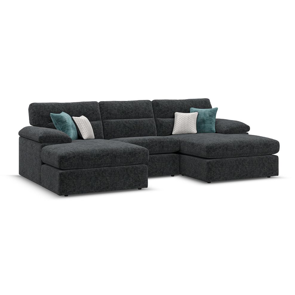 Morgan Modular 3 Seater U-Shape Chaise Sofa in Cupid Charcoal fabric - Group 16 1