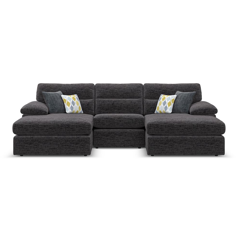 Morgan Modular 3 Seater U-Shape Chaise Sofa in Santos Black with Green and Grey Scatters - Group 16 2