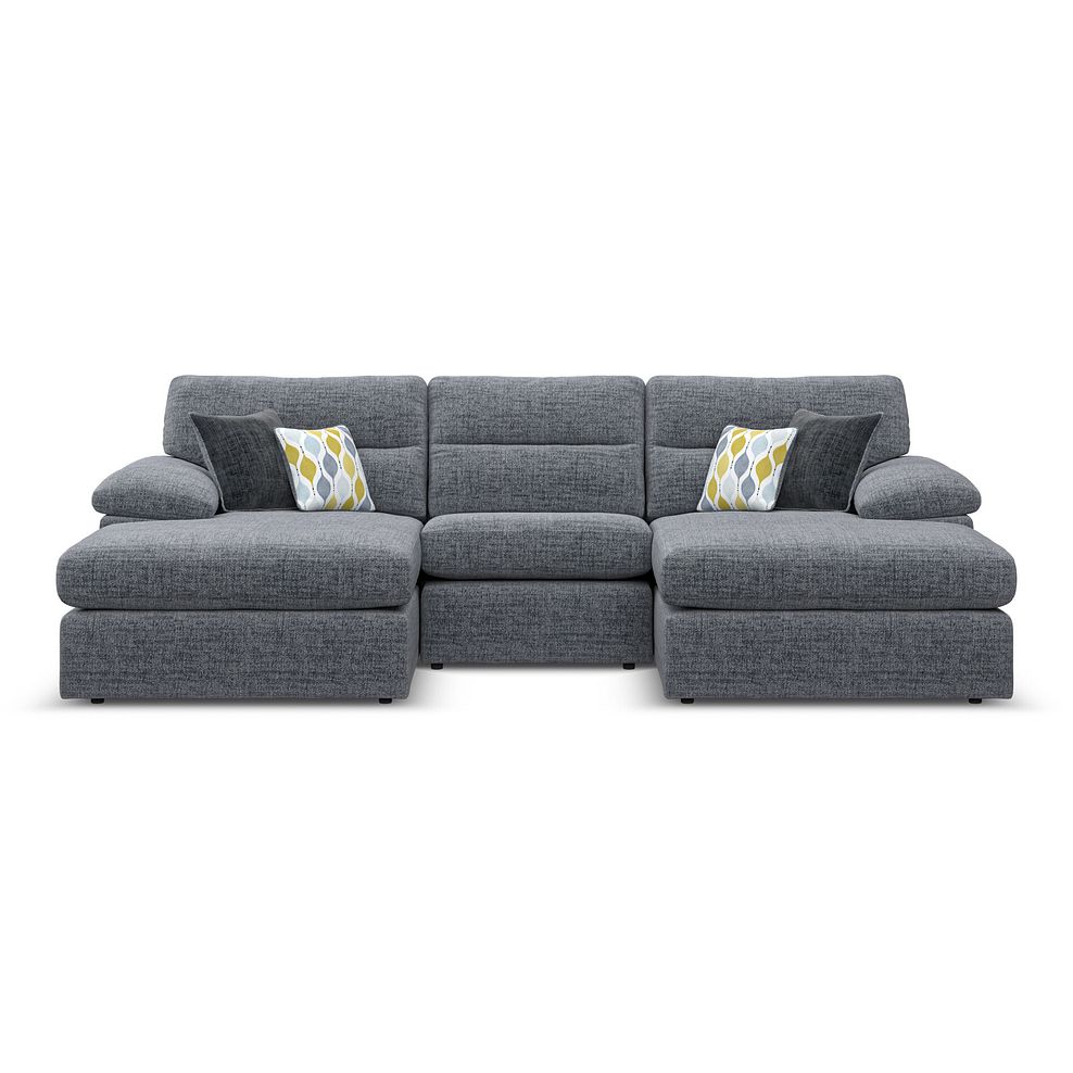 Morgan Modular 3 Seater U-Shape Chaise Sofa in Santos Grey with Green and Grey Scatters - Group 16 2