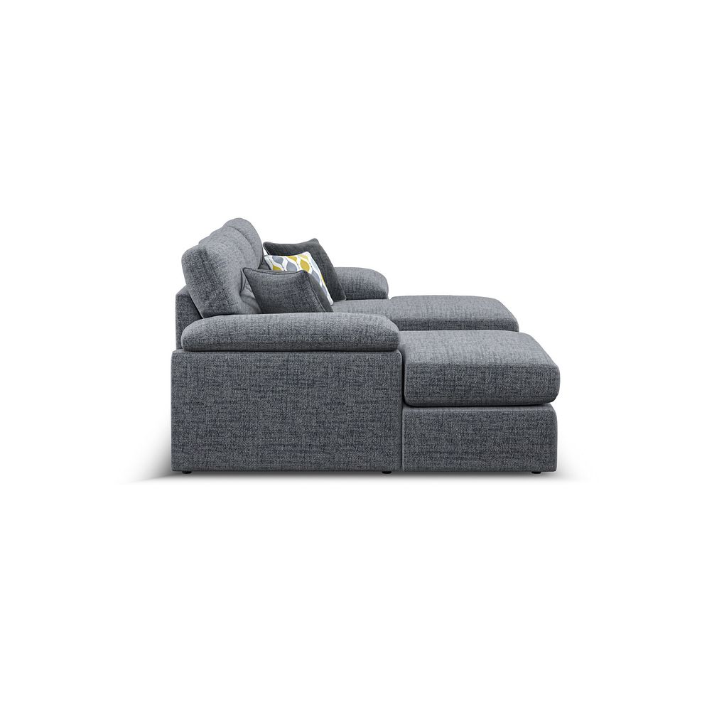 Morgan Modular 3 Seater U-Shape Chaise Sofa in Santos Grey with Green and Grey Scatters - Group 16 4