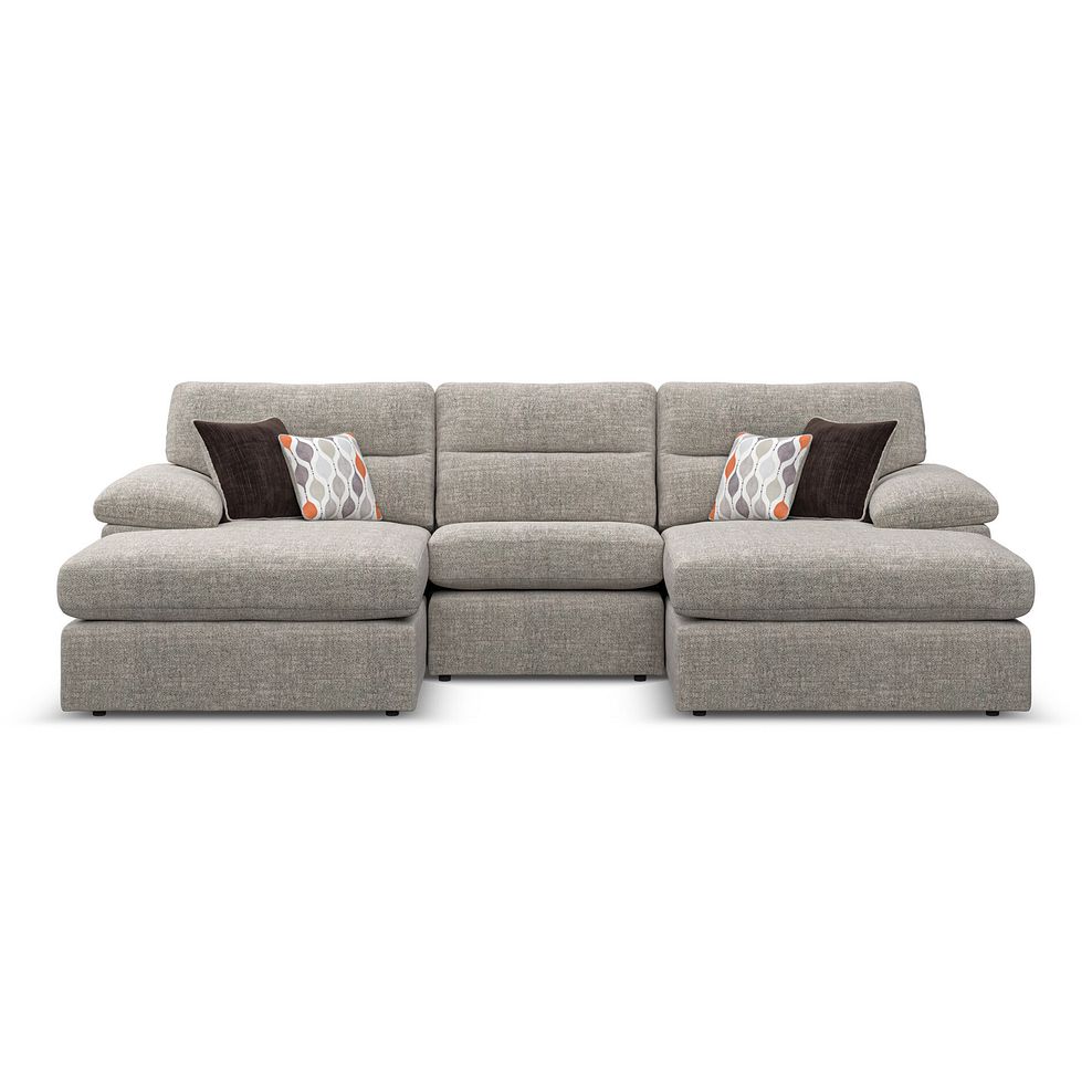 Morgan Modular 3 Seater U-Shape Chaise Sofa in Santos Mink with Orange and Beige Scatters - Group 16 2