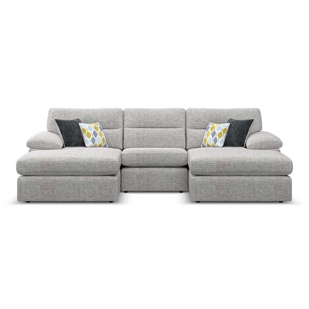 Morgan Modular 3 Seater U-Shape Chaise Sofa in Santos Silver with Green and Grey Scatters - Group 16 4