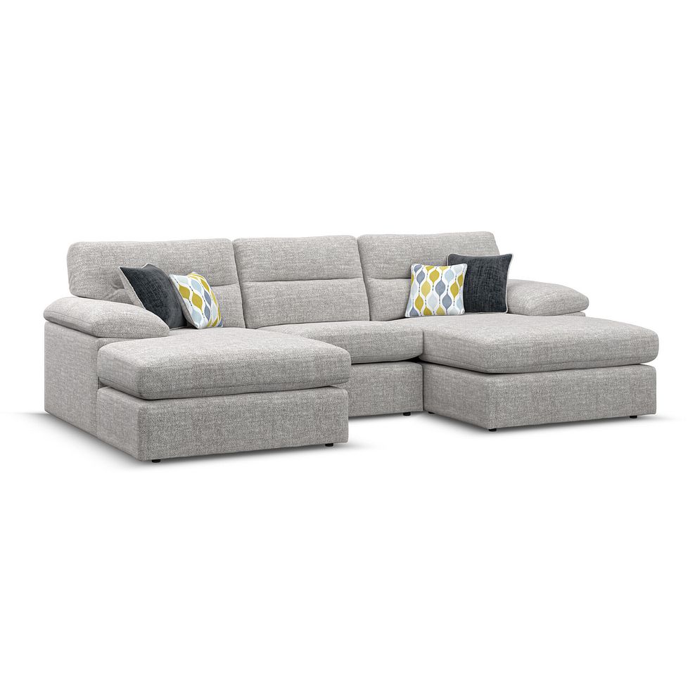 Morgan Modular 3 Seater U-Shape Chaise Sofa in Santos Silver with Green and Grey Scatters - Group 16 3