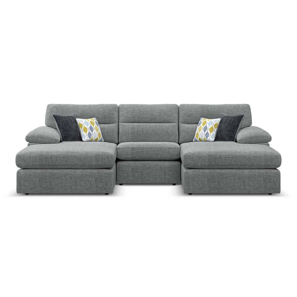 Morgan Modular 3 Seater U-Shape Chaise Sofa in Santos Steel with Green and Grey Scatters - Group 16 2