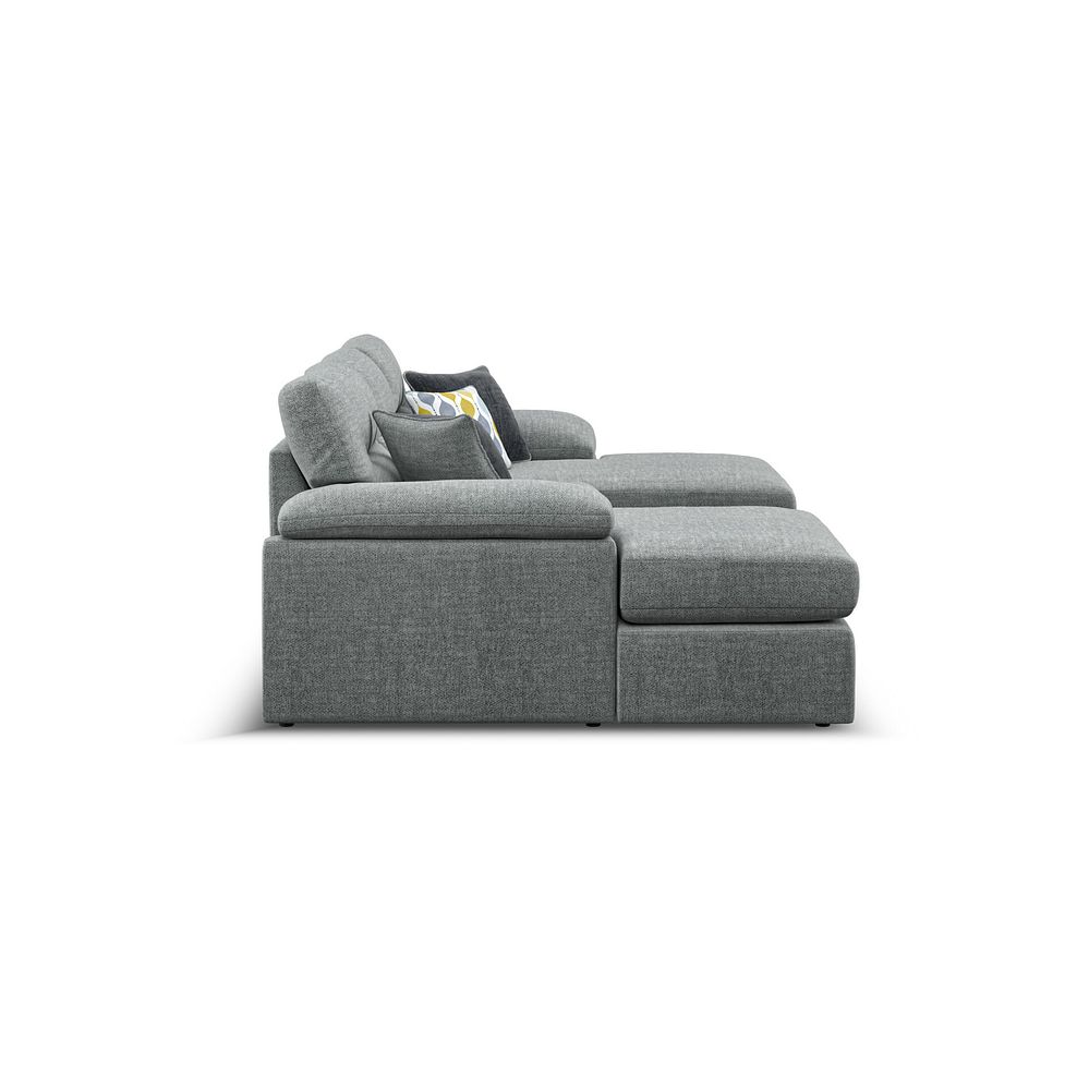 Morgan Modular 3 Seater U-Shape Chaise Sofa in Santos Steel with Green and Grey Scatters - Group 16 4