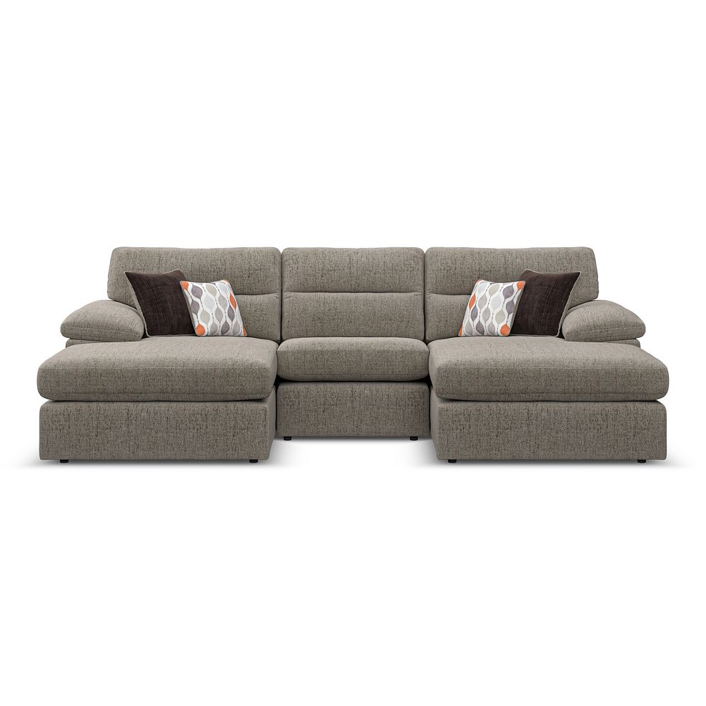 Morgan Modular 3 Seater U-Shape Chaise Sofa in Santos Taupe with Orange and Beige Scatters - Group 16 2