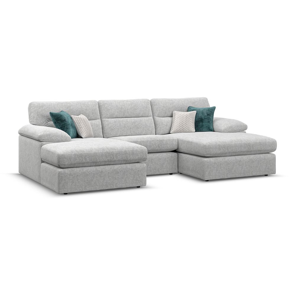 Morgan Modular 3 Seater U-Shape Chaise Sofa in Cupid Silver fabric - Group 16 1
