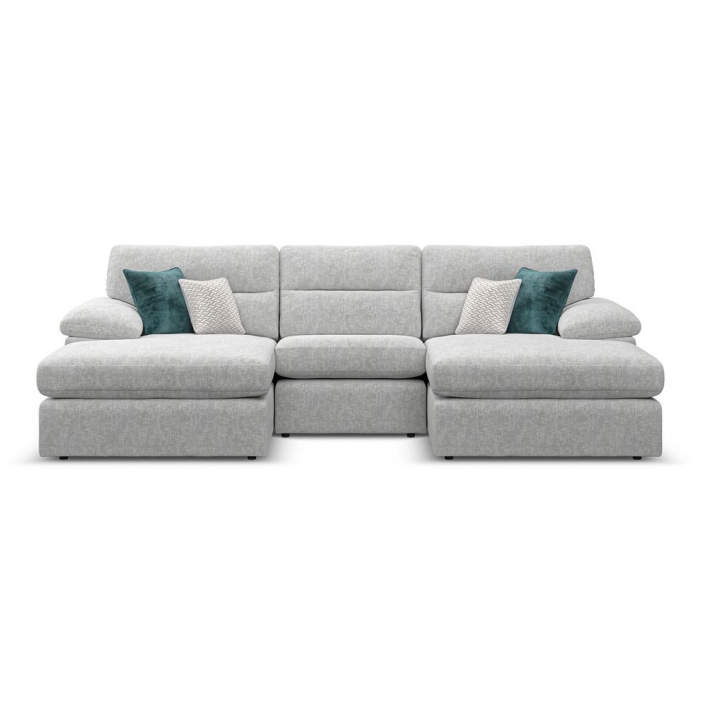 Morgan Modular 3 Seater U-Shape Chaise Sofa in Cupid Silver fabric - Group 16 2