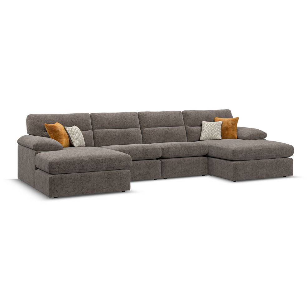 Morgan Modular 4 Seater U-Shape Chaise Sofa in Cupid Brown fabric - Group 17 1