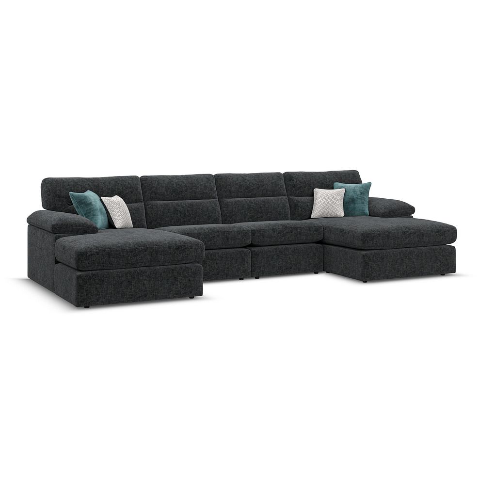 Morgan Modular 4 Seater U-Shape Chaise Sofa in Cupid Charcoal fabric - Group 17 1