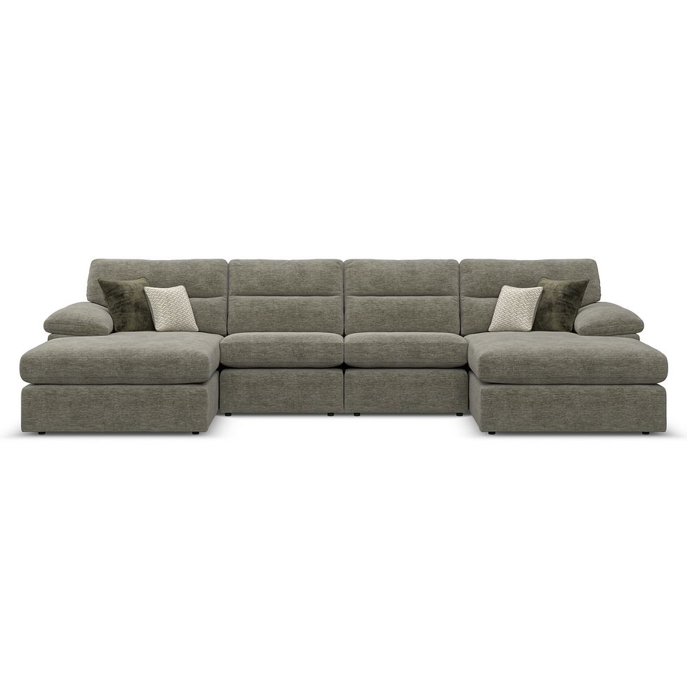 Morgan Modular 4 Seater U-Shape Chaise Sofa in Olive Green Fabric - Group 17 1