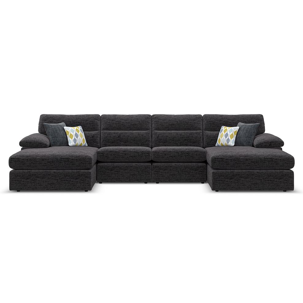 Morgan Modular 4 Seater U-Shape Chaise Sofa in Santos Black with Green and Grey Scatters - Group 17 2