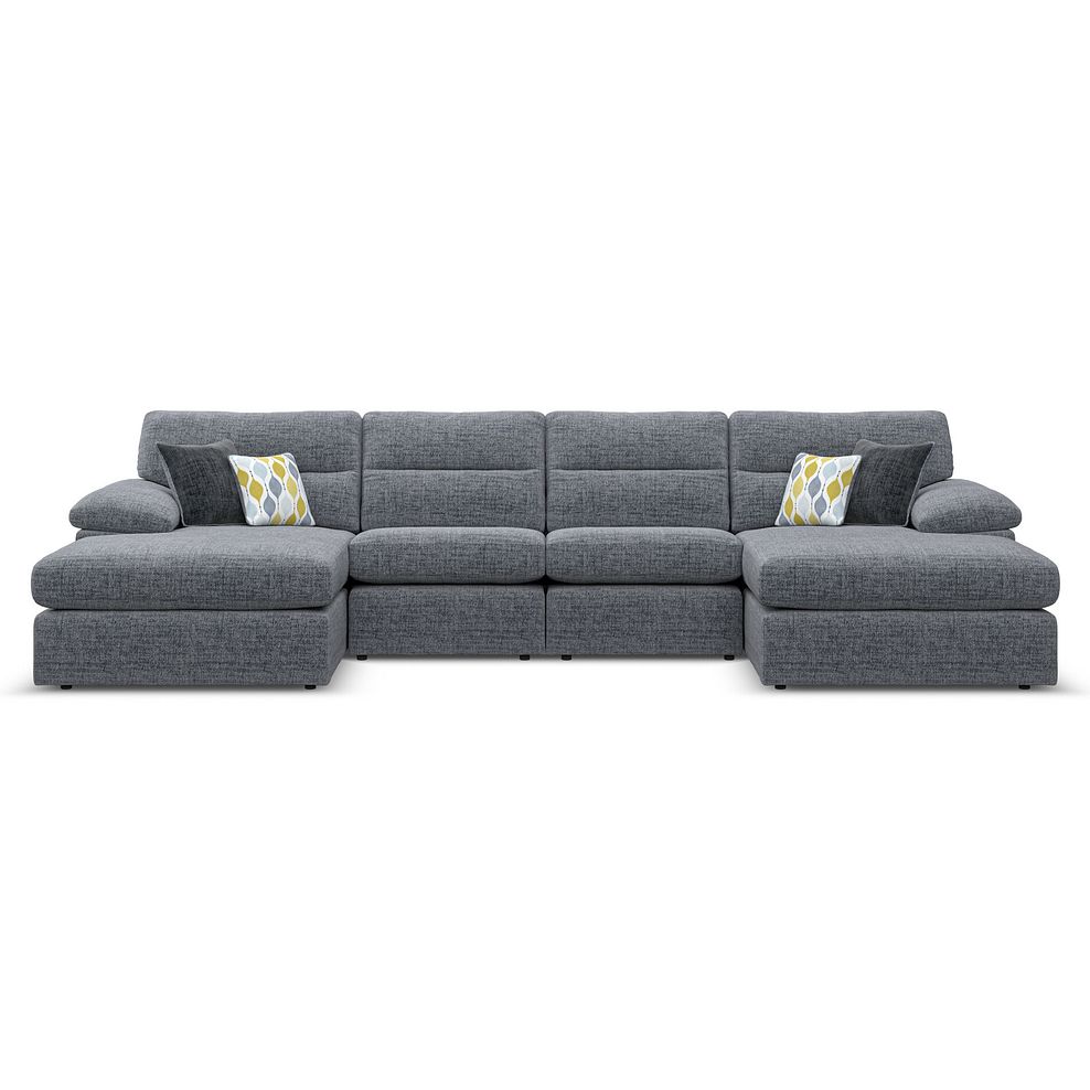 Morgan Modular 4 Seater U-Shape Chaise Sofa in Santos Grey with Green and Grey Scatters - Group 17 2