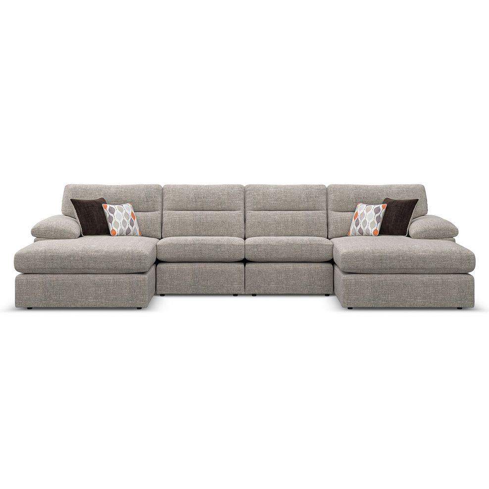 Morgan Modular 4 Seater U-Shape Chaise Sofa in Santos Mink with Orange and Beige Scatters - Group 17 2