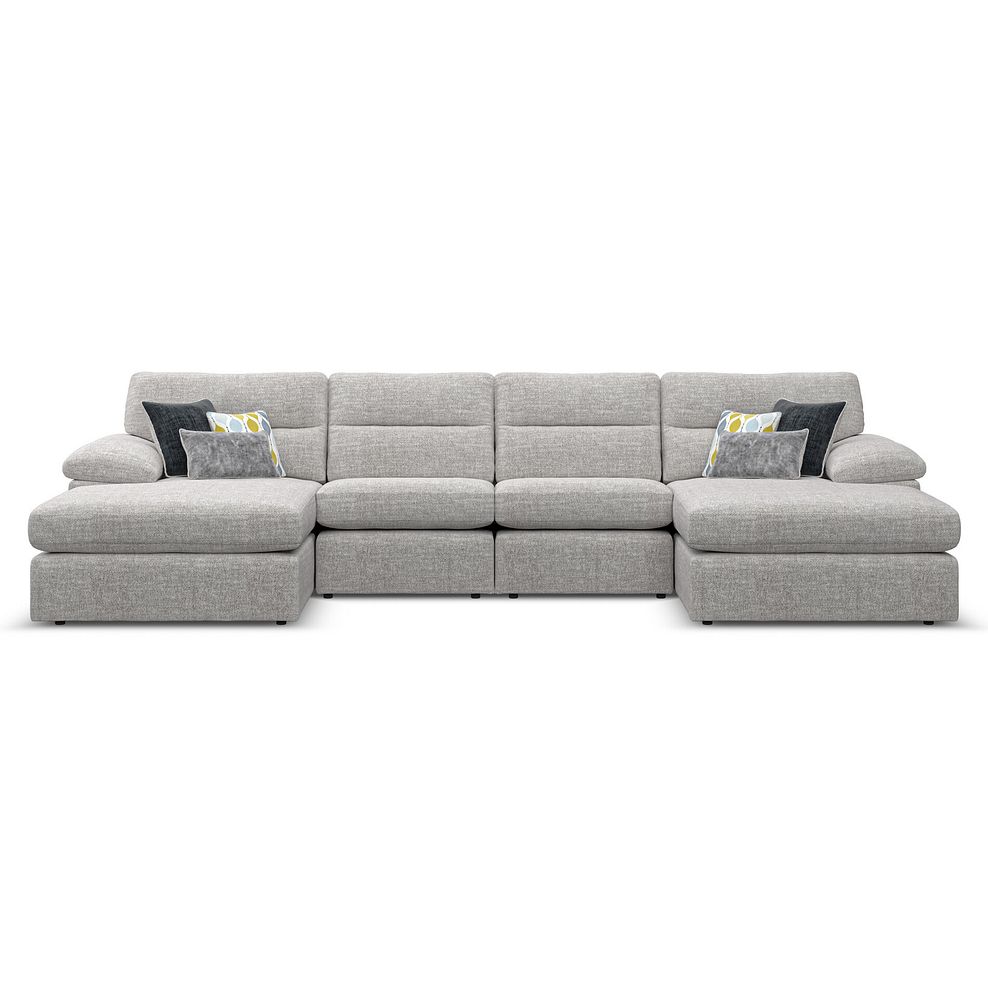 Morgan Modular 4 Seater U-Shape Chaise Sofa in Santos Silver with Green and Grey Scatters - Group 17 2