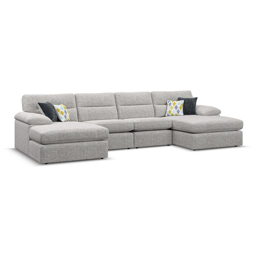 Morgan Modular 4 Seater U-Shape Chaise Sofa in Santos Silver with Green and Grey Scatters - Group 17 2