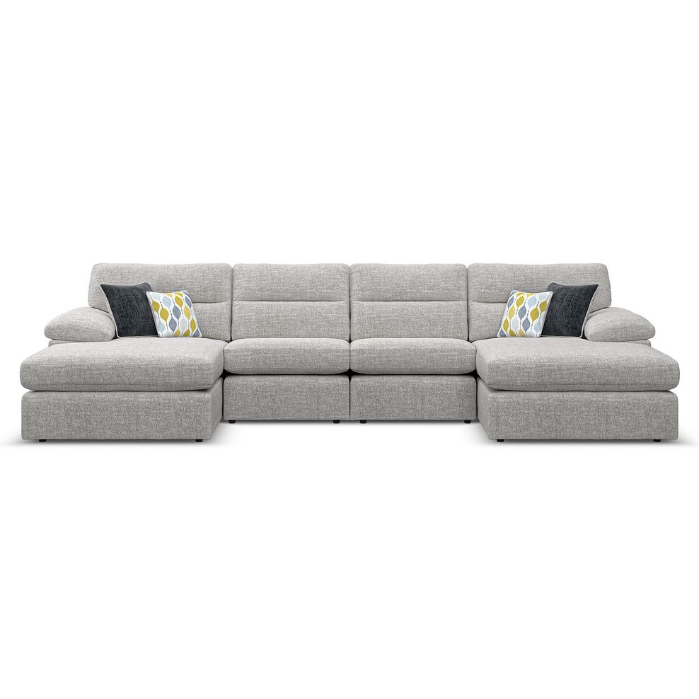 Morgan Modular 4 Seater U-Shape Chaise Sofa in Santos Silver with Green and Grey Scatters - Group 17 4