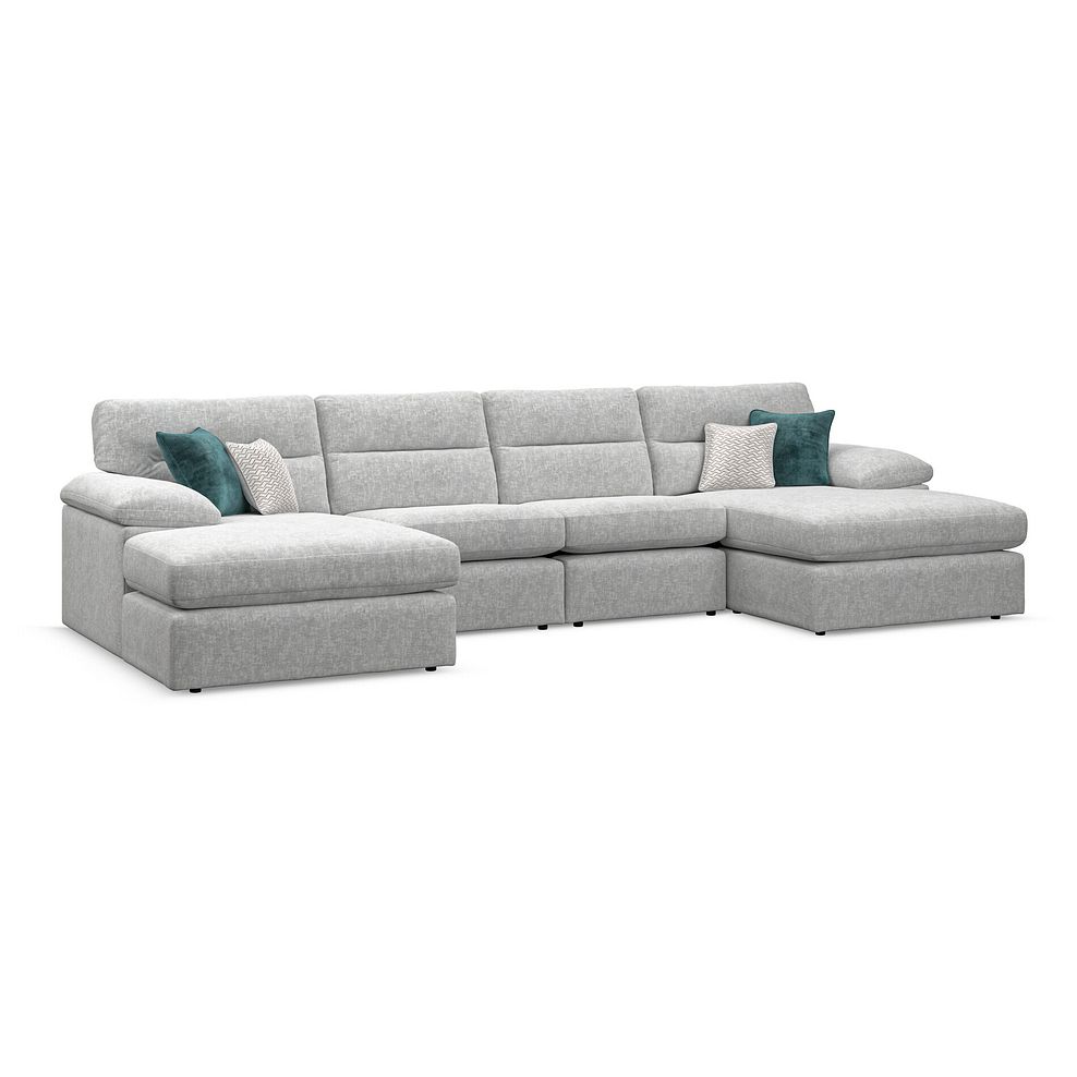 Morgan Modular 4 Seater U-Shape Chaise Sofa in Cupid Silver fabric - Group 17 1