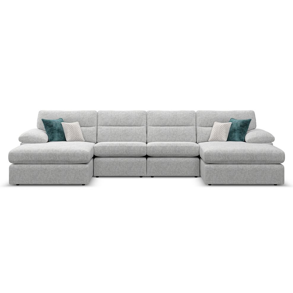 Morgan Modular 4 Seater U-Shape Chaise Sofa in Cupid Silver fabric - Group 17 2