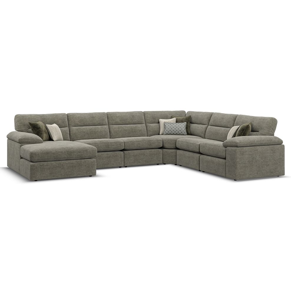Morgan Modular 6 Seater Left Hand Corner Sofa with Chaise in Olive Green Fabric - Group 18 2