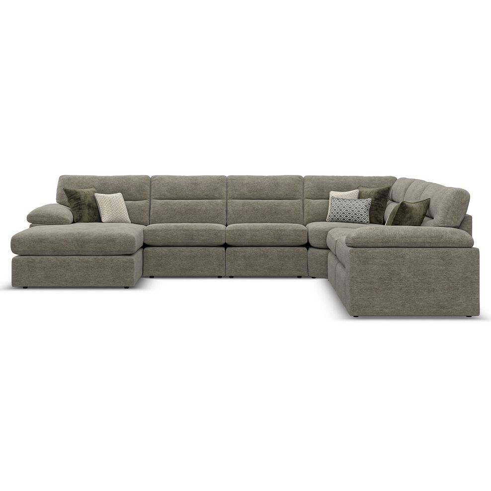 Morgan Modular 6 Seater Left Hand Corner Sofa with Chaise in Olive Green Fabric - Group 18 1