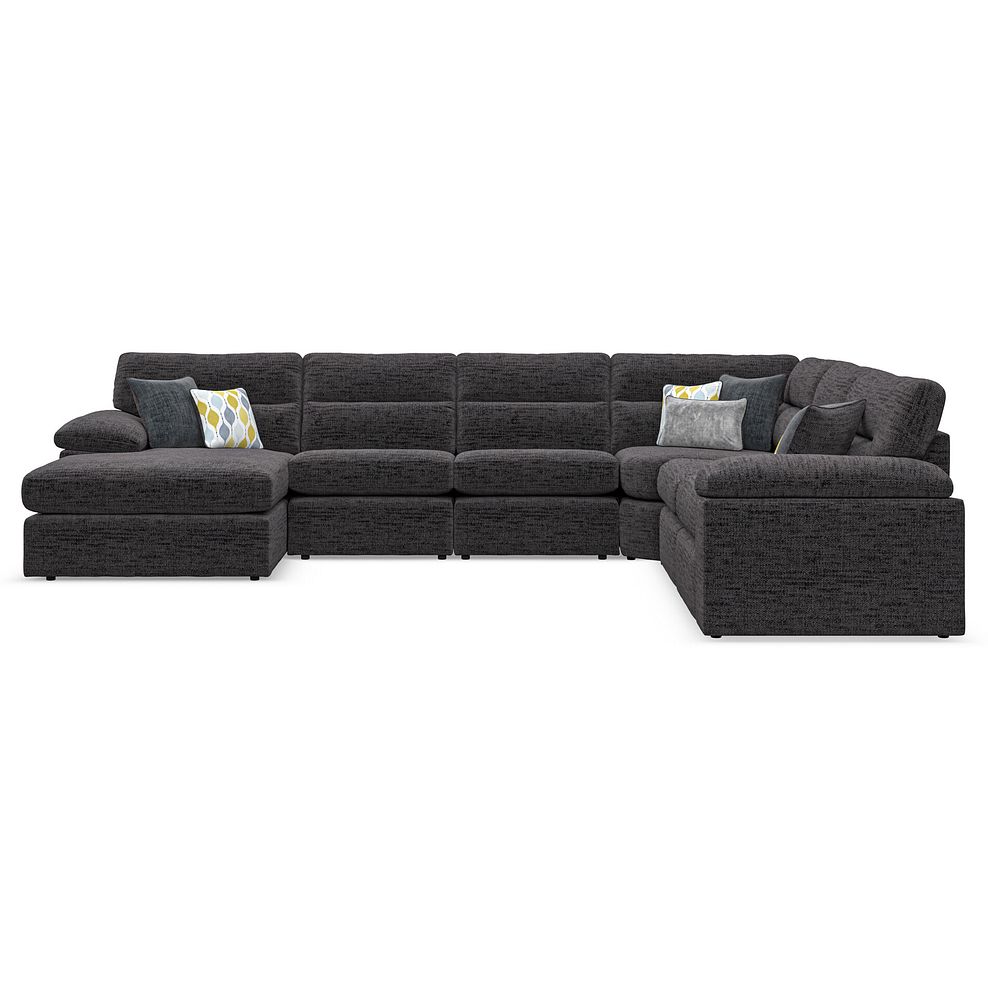 Morgan  Modular 6 Seater Left Hand Corner Sofa with Chaise in Santos Black with Green and Grey Scatters - Group 18 2