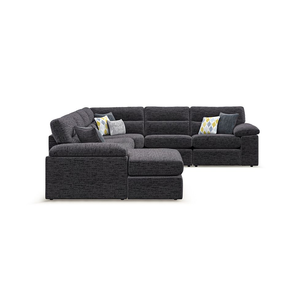 Morgan  Modular 6 Seater Left Hand Corner Sofa with Chaise in Santos Black with Green and Grey Scatters - Group 18 4