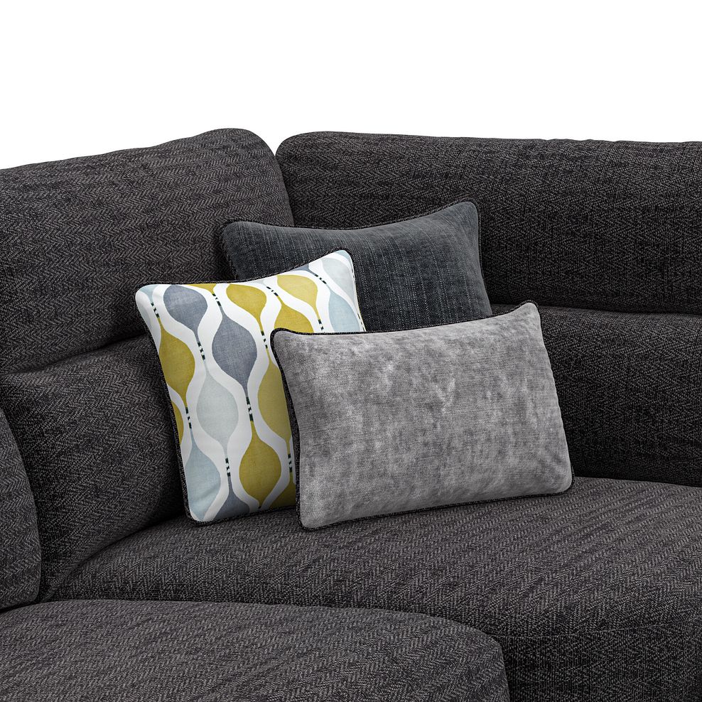 Morgan  Modular 6 Seater Left Hand Corner Sofa with Chaise in Santos Black with Green and Grey Scatters - Group 18 7