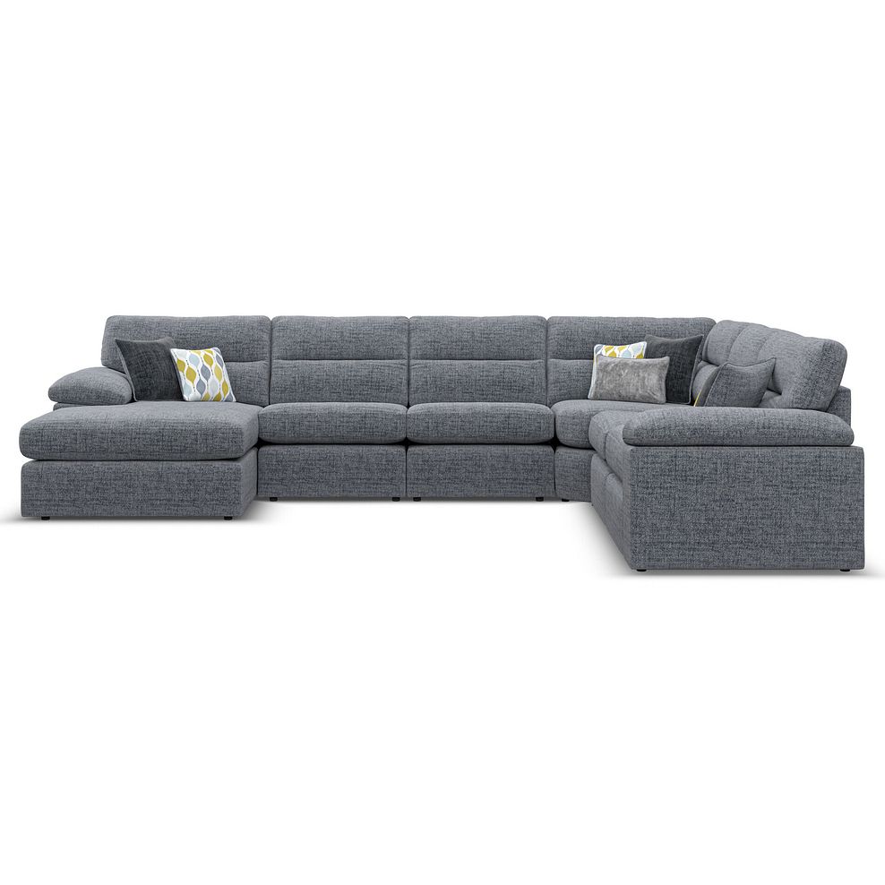 Morgan  Modular 6 Seater Left Hand Corner Sofa with Chaise in Santos Grey with Green and Grey Scatters - Group 18 2