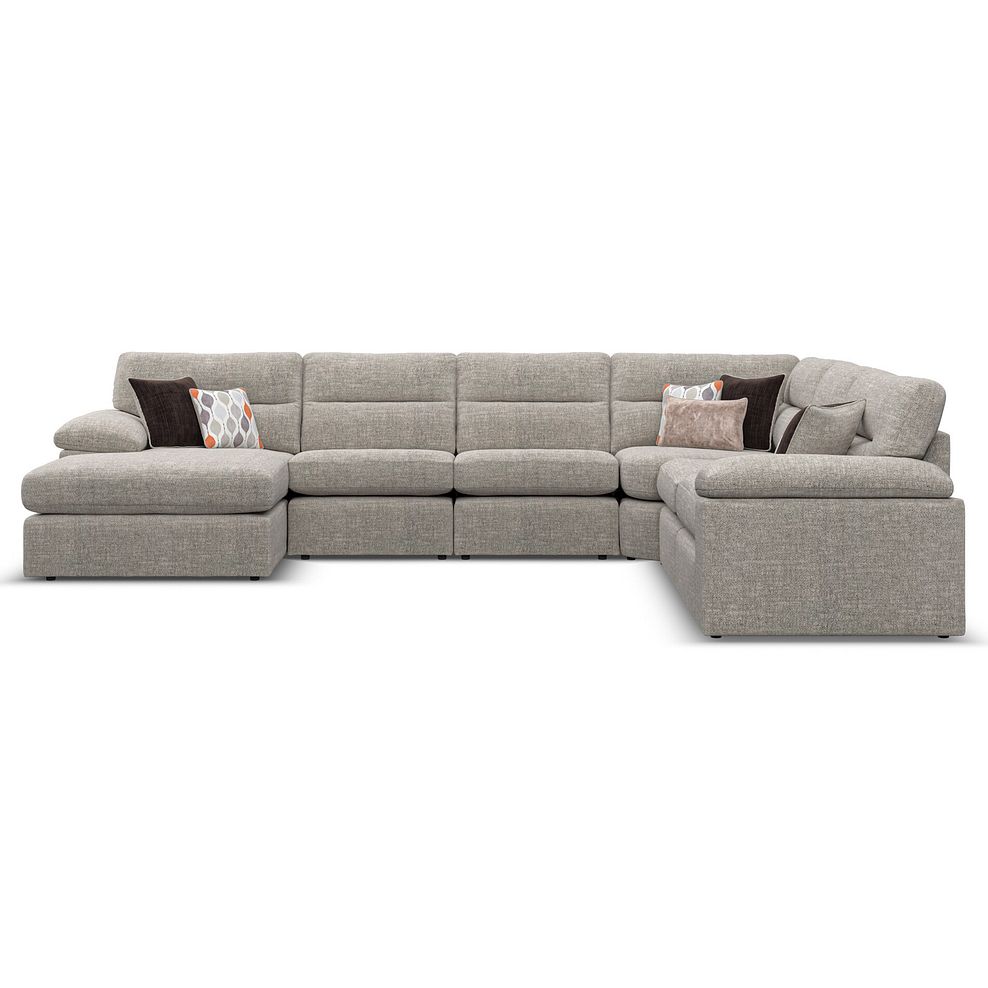 Morgan  Modular 6 Seater Left Hand Corner Sofa with Chaise in Santos Mink with Orange and Beige Scatters - Group 18 2