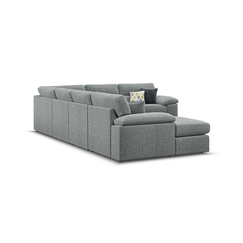 Morgan  Modular 6 Seater Left Hand Corner Sofa with Chaise in Santos Steel with Green and Grey Scatters - Group 18 3