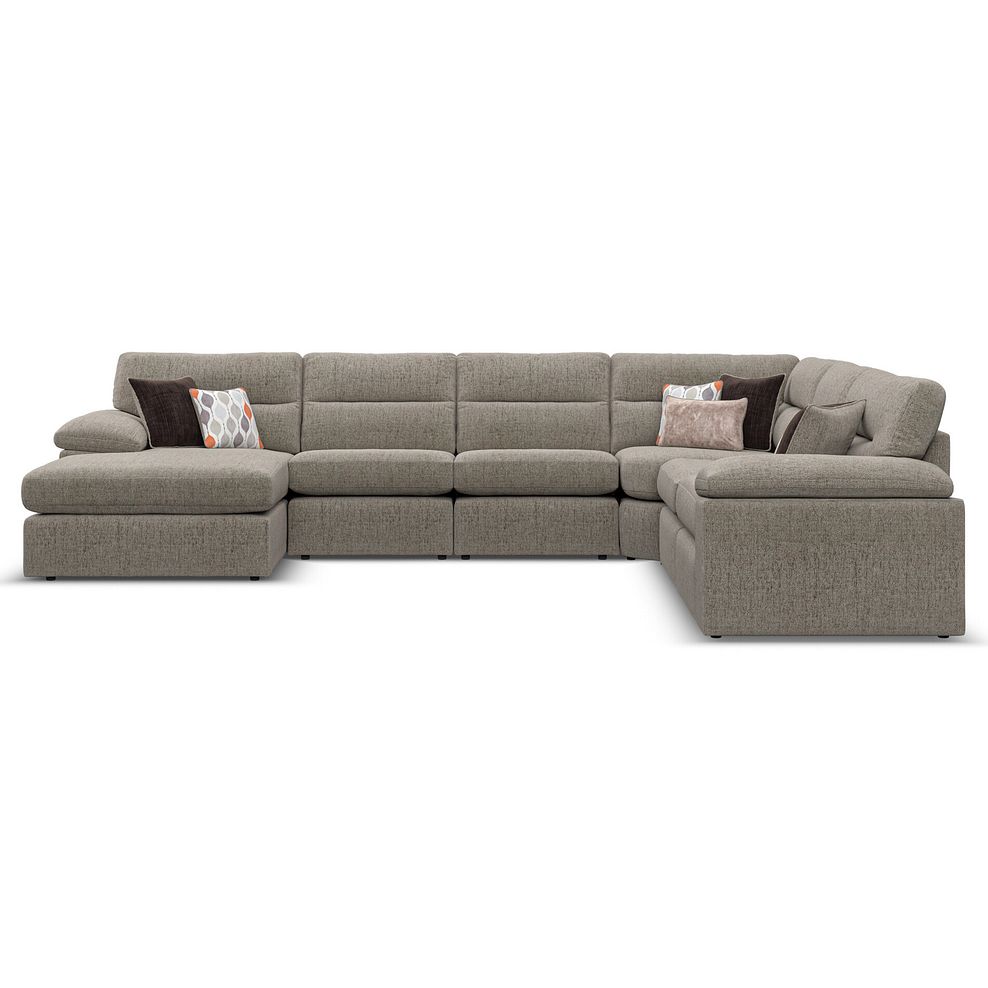 Morgan  Modular 6 Seater Left Hand Corner Sofa with Chaise in Santos Taupe with Orange and Beige Scatters - Group 18 2