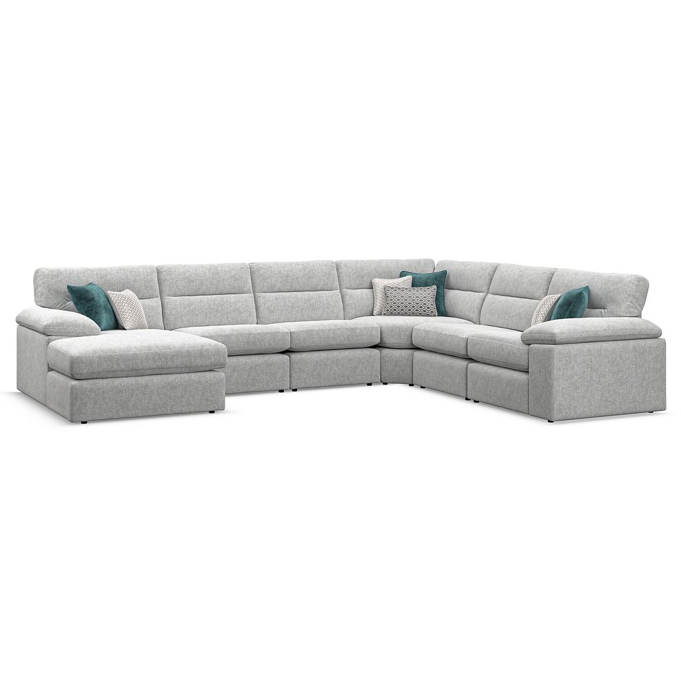 Morgan  Modular 6 Seater Left Hand Corner Sofa with Chaise in Cupid Silver fabric - Group 18 1
