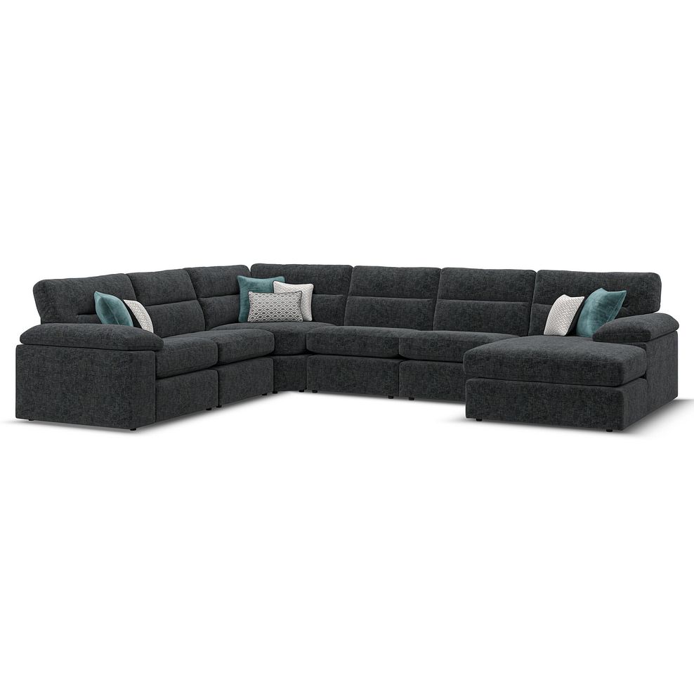 Morgan Modular 6 Seater Right Hand Corner Sofa with Chaise in Cupid Charcoal fabric - Group 19 1
