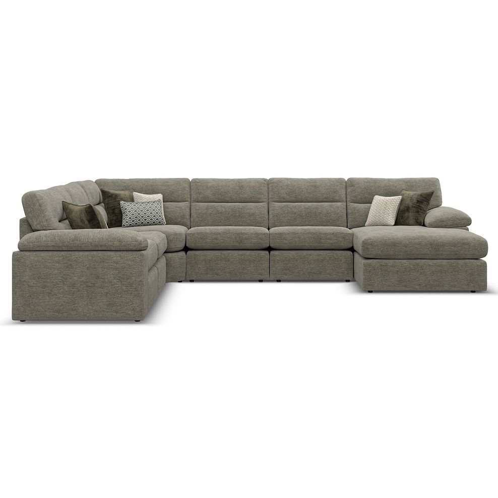 Morgan Modular 6 Seater Right Hand Corner Sofa with Chaise in Olive Green Fabric - Group 19 1