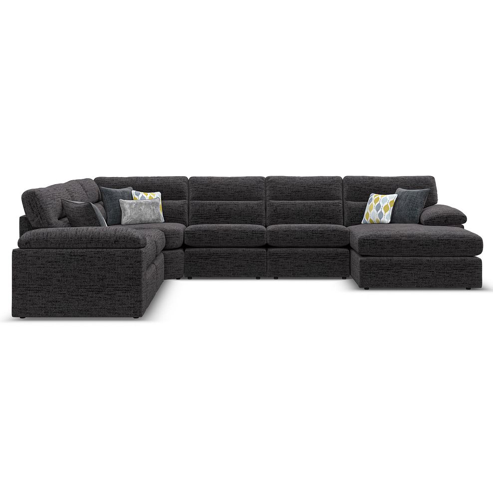 Morgan Modular 6 Seater Right Hand Corner Sofa with Chaise in Santos Black with Green and Grey Scatters - Group 19 2