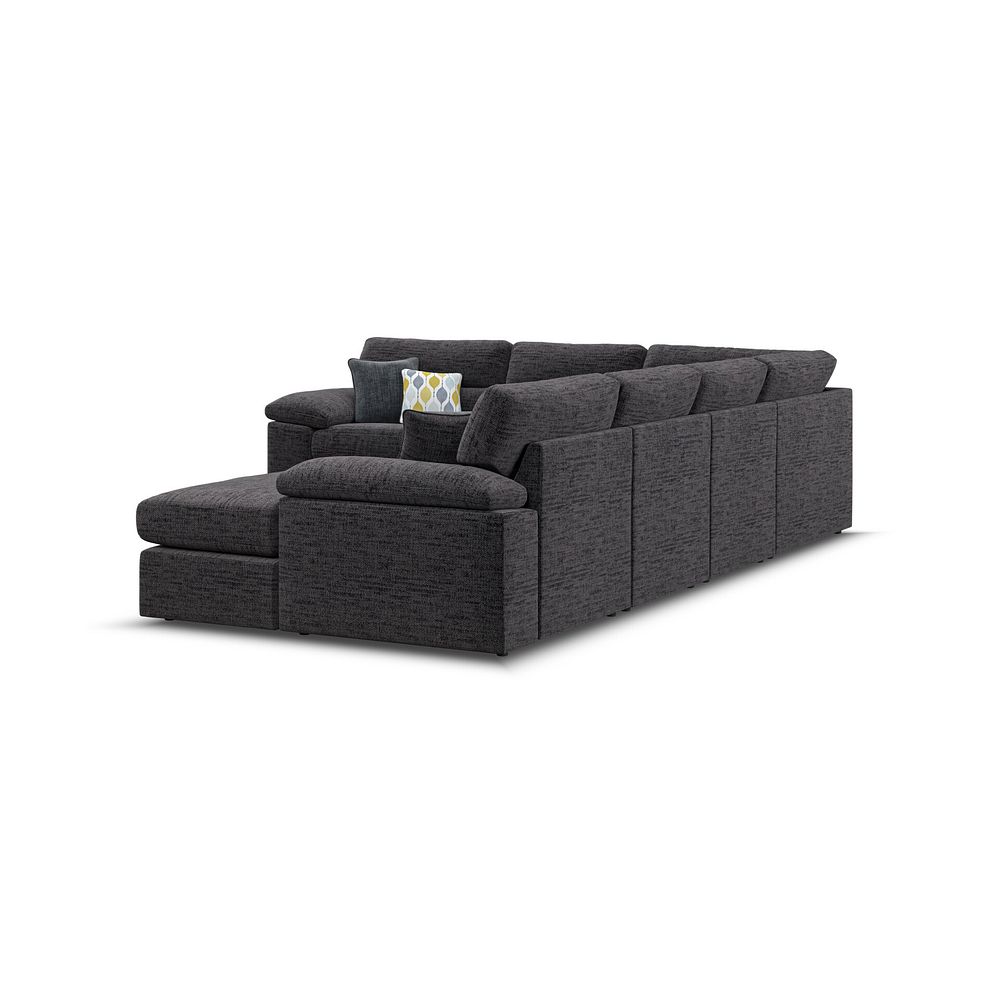 Morgan Modular 6 Seater Right Hand Corner Sofa with Chaise in Santos Black with Green and Grey Scatters - Group 19 3
