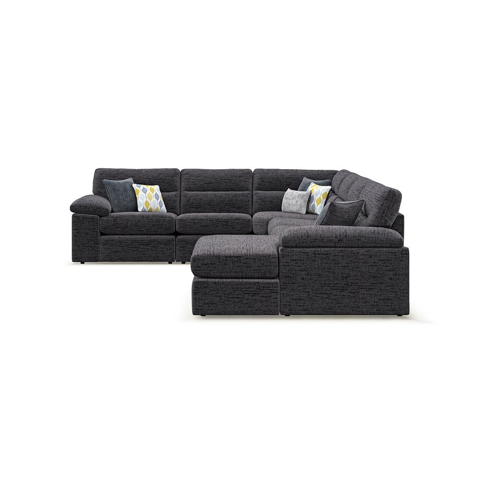 Morgan Modular 6 Seater Right Hand Corner Sofa with Chaise in Santos Black with Green and Grey Scatters - Group 19 4