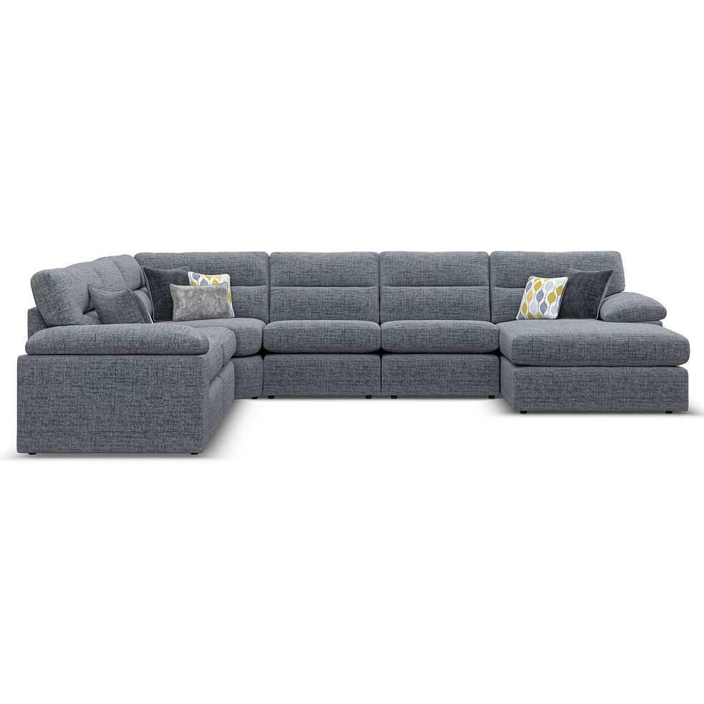 Morgan Modular 6 Seater Right Hand Corner Sofa with Chaise in Santos Grey with Green and Grey Scatters - Group 19 2